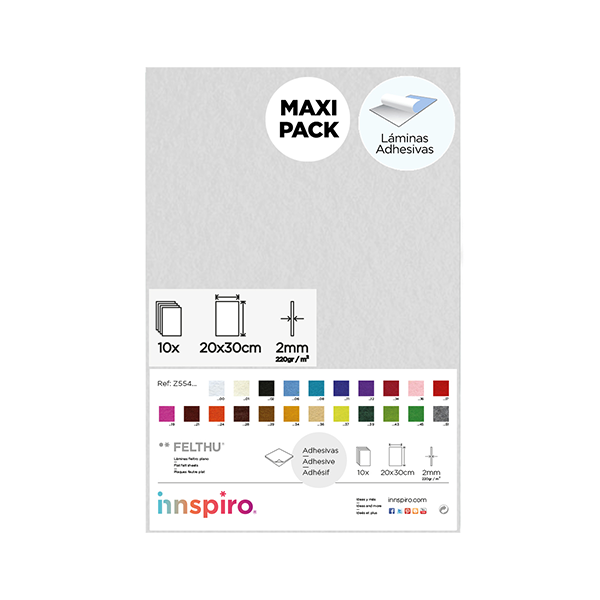 Persona a cargo Suavemente casete Plancha de fieltro adhesivas 20x30. Pack 10 u. - Material escolar, oficina  y nuevas tecnologias