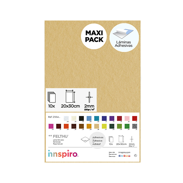 Plancha fieltro adhes. 20x30 cm Melocotón Claro. Pack 10
