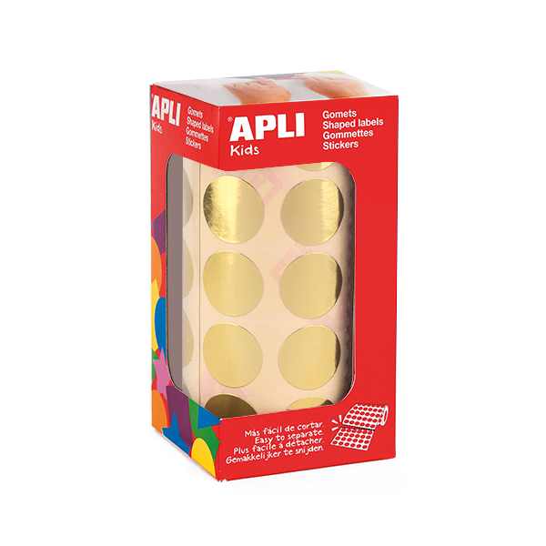 Rollo gomets Apli 11632 círculos 20 mm Oro