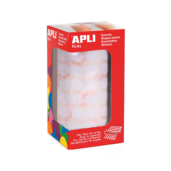 Rollo gomets Apli 11903 círculos 10,5 mm Blanco