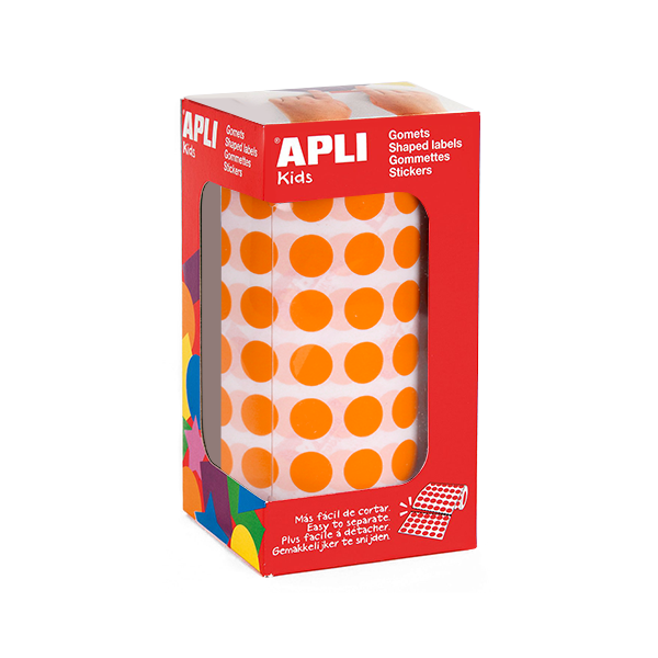 Rollo gomets Apli 11477 círculos 10,5 mm Naranja