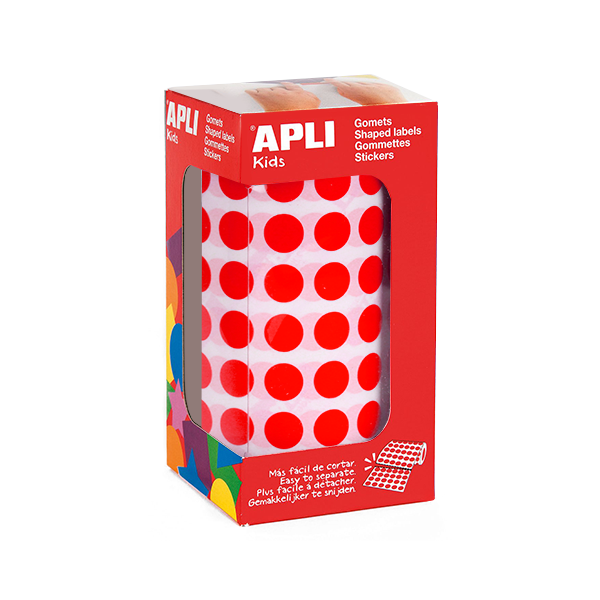 Rollo gomets Apli 04853 círculos 10,5 mm Rojo