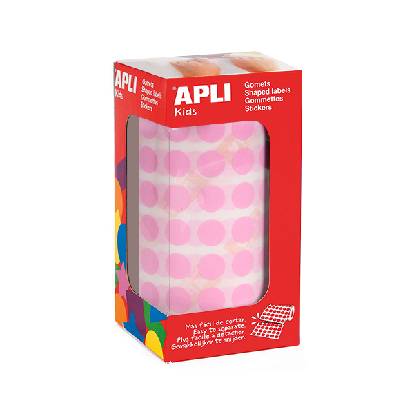 Rollo gomets Apli 11479 círculos 10,5 mm Rosa