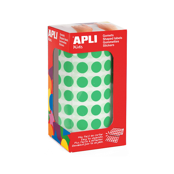 Rollo gomets Apli 04854 círculos 10,5 mm Verde