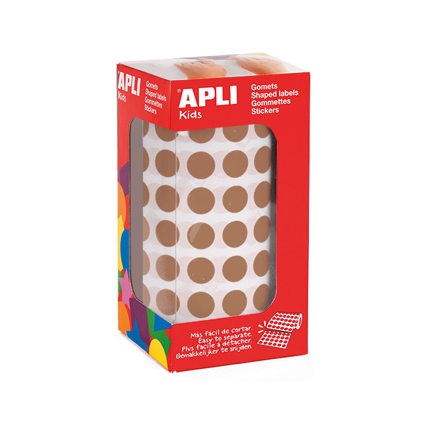 Rollo gomets Apli 11481 círculos 10,5 mm Marrón