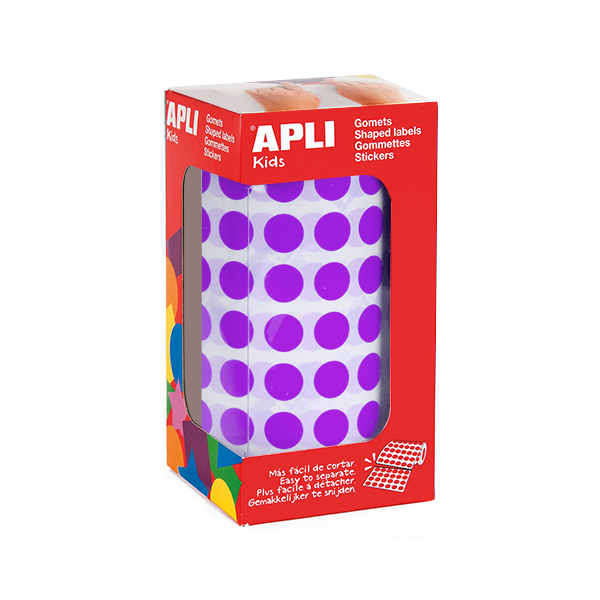Rollo gomets Apli 11480 círrculos 10,5 mm Lila