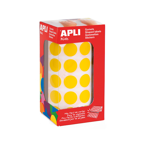 Rollo gomets Apli 04855 círculos 15 mm Amarillo