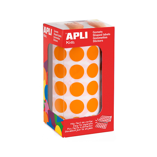 Rollo gomets Apli 11483 círculos 15 mm Naranja