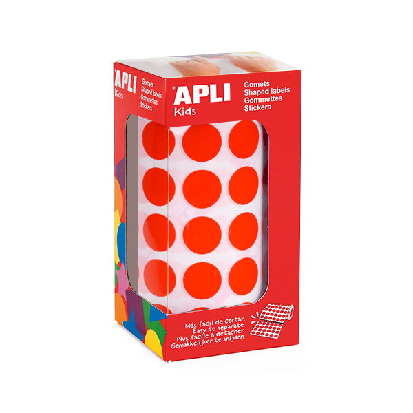 Rollo gomets Apli 04857 círculos 15 mm Rojo