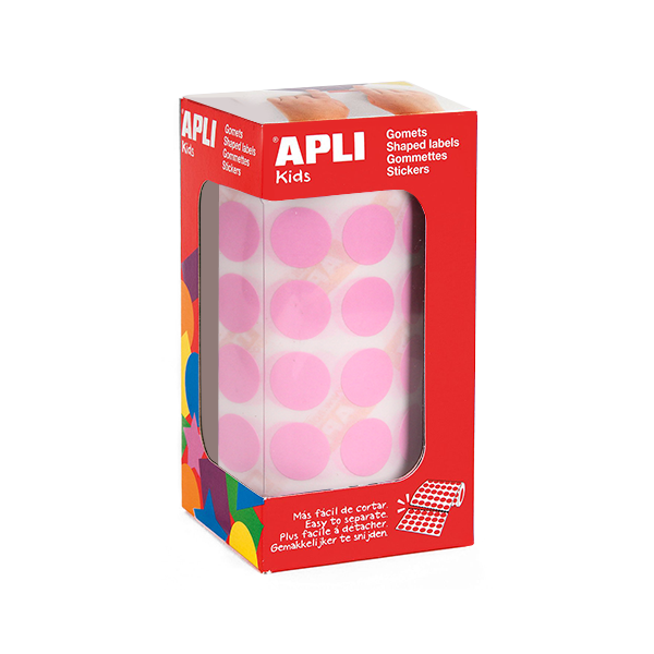 Rollo gomets Apli 11484 círculos 15 mm Rosa
