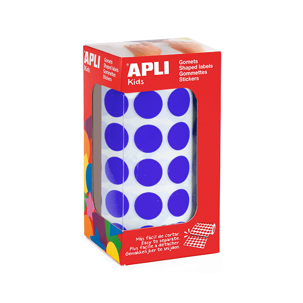 Rollo gomets Apli 04856 círculos 15 mm Azul