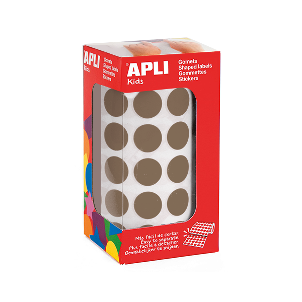 Rollo gomets Apli 11486 círculos 15 mm Marrón