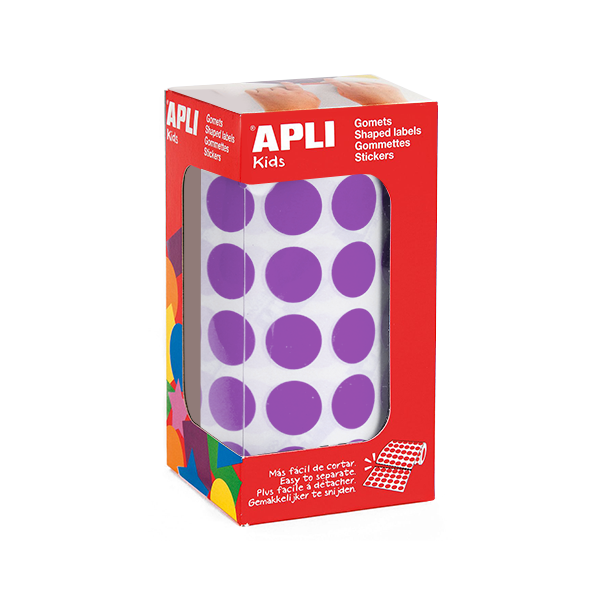 Rollo gomets Apli 11485 círculos 15 mm Lila