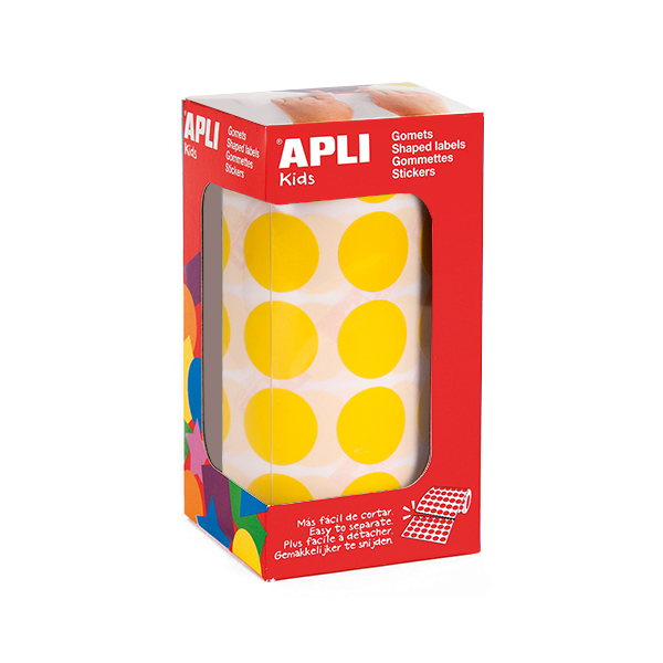 Rollo gomets Apli 04859 círculos 20 mm Amarillo