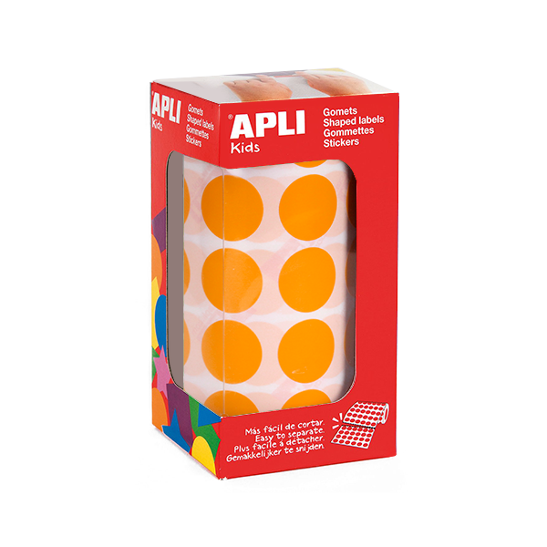 Rollo gomets Apli 11488 círculos 20 mm Naranja