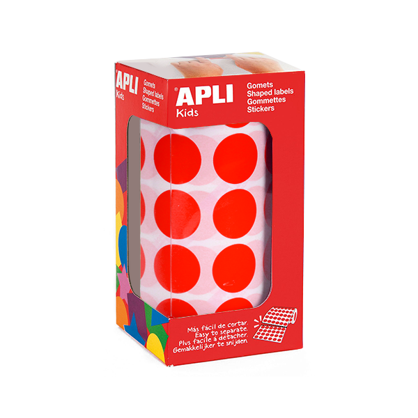 Rollo gomets Apli 04861 círculos 20 mm Rojo