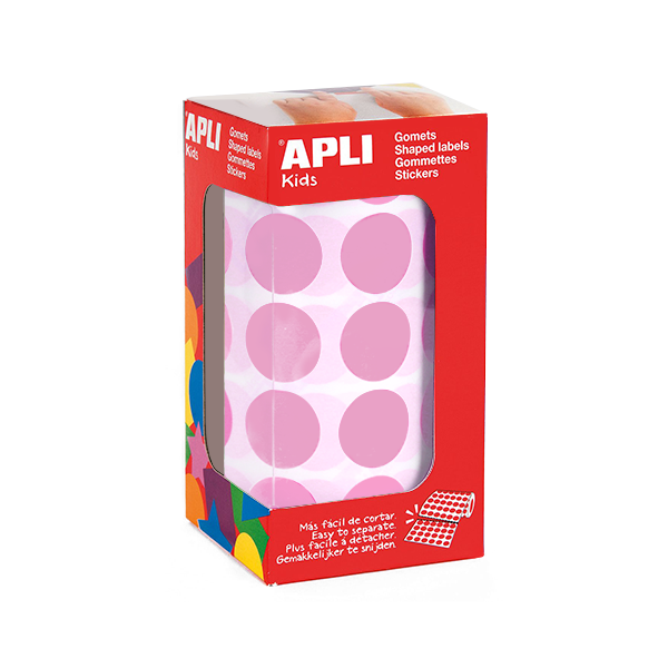 Rollo gomets Apli 11489 círculos 20 mm Rosa