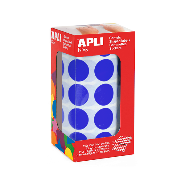 Rollo gomets Apli 04860 círculos 20 mm Azul