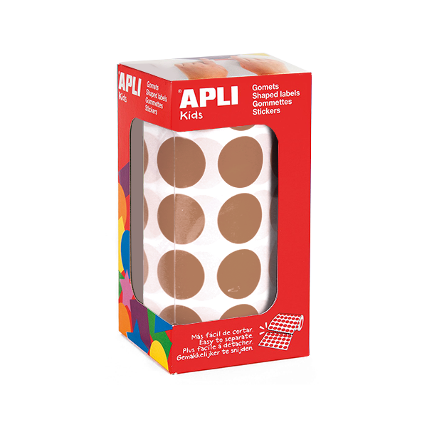 Rollo gomets Apli 11491 círculos 20 mm Marrón