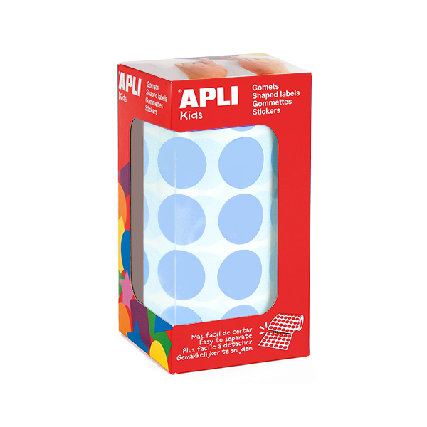 Rollo gomets Apli círculos 20 mm Azul Claro
