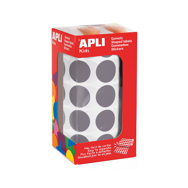 Rollo gomets Apli círculos 20 mm Gris