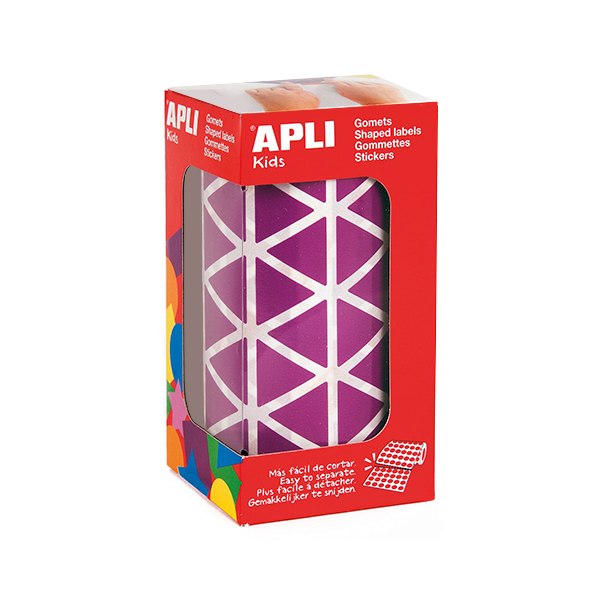 Rollo gomets Apli 11495 triángulos 20 mm Lila