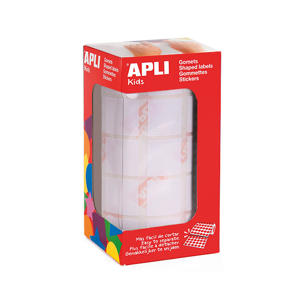 Rollo gomets Apli 11907 cuadrados 20 mm Blanco