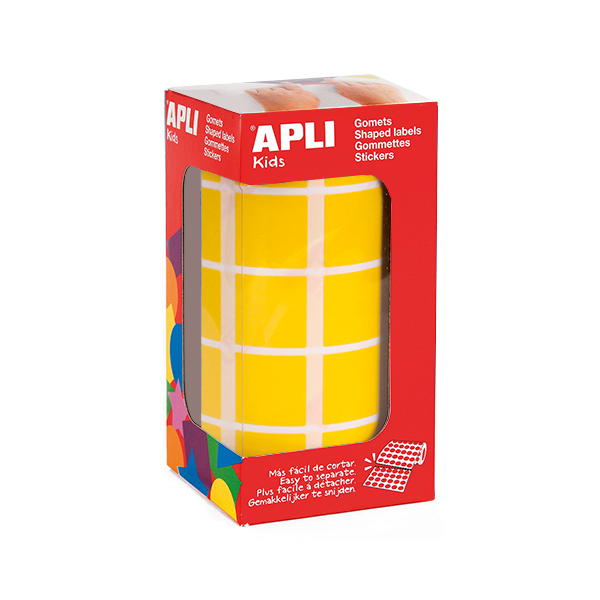 Rollo gomets Apli 04875 cuadrados 20 mm Amarillo