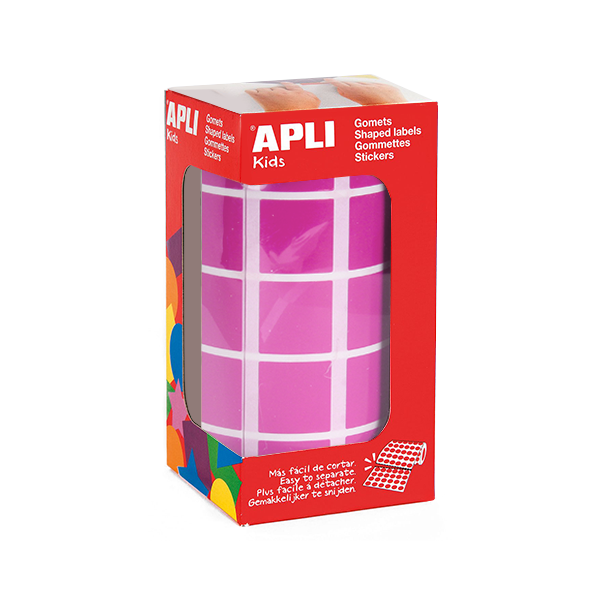 Rollo gomets Apli 11499 cuadrados 20 mm Rosa