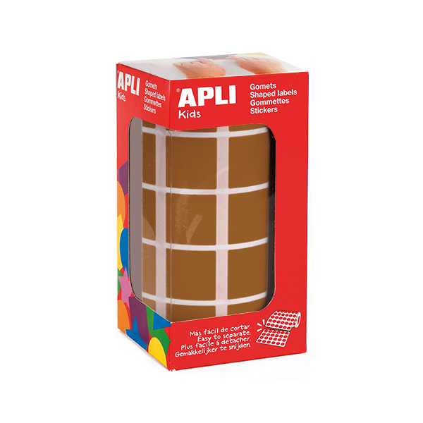 Rollo gomets Apli 11501 cuadrados 20 mm Marrón