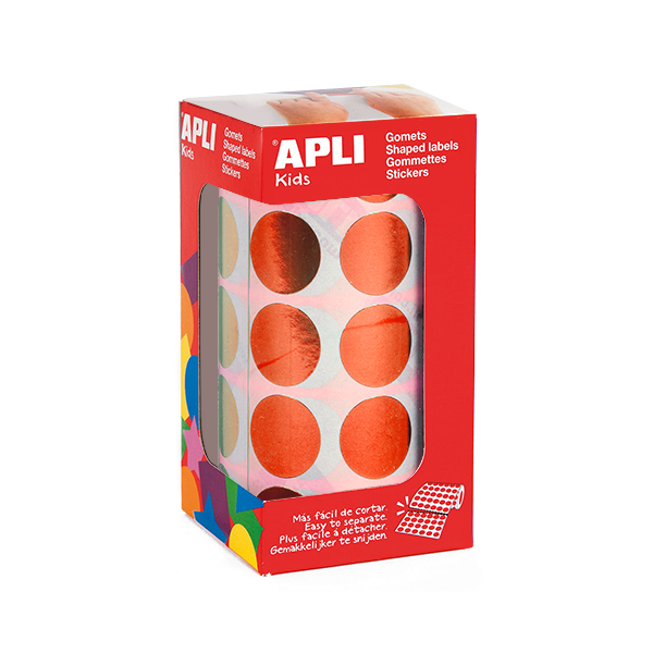 Gomets Apli círculos 20 mm Rojo metalizado