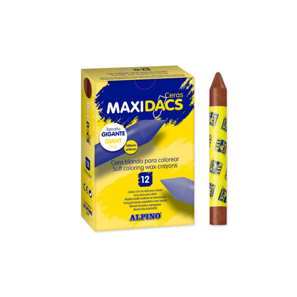 Caja 12 ceras Maxidacs Marrón