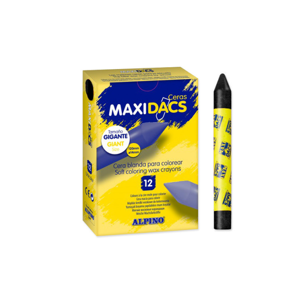 Caja 12 ceras Maxidacs Negro