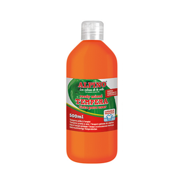 Témpera superlavable Alpino 500 ml. Naranja