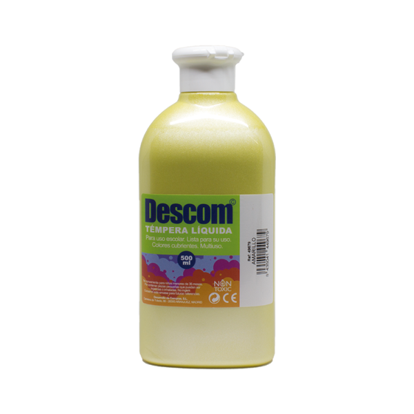 Témpera metalizada Descom 500 ml. Amarillo