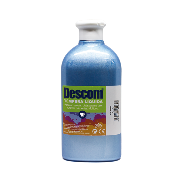 Témpera metalizada Descom 500 ml. Azul