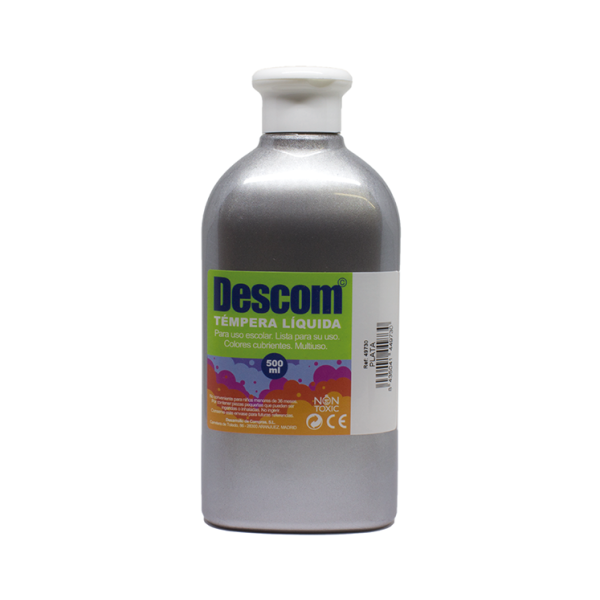 Témpera metalizada Descom 500 ml. Plata