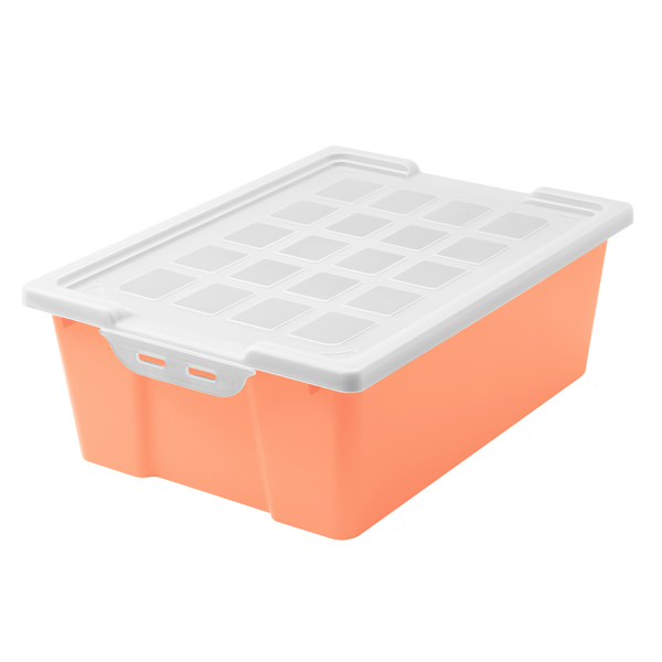 Caja almacenamiento con tapa 42x31x14,8 Naranja pastel