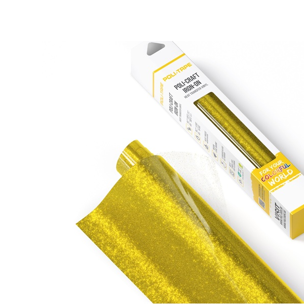 Rollo 61x30,5 cm film transferencia textil Poli-Tape glitter Oro