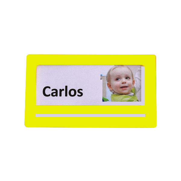 Marco ident. 80x45 mm. Amarillo. Pack 4